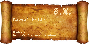 Bartal Milán névjegykártya